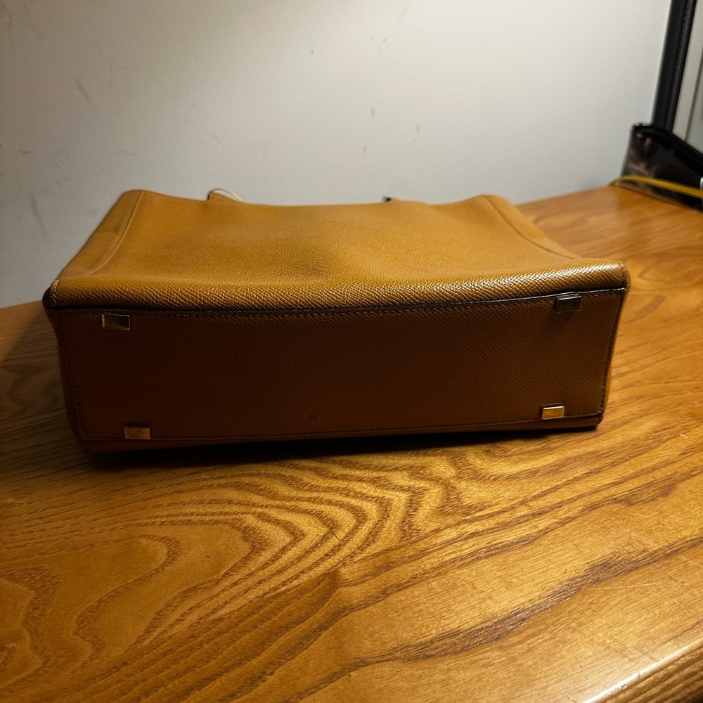 Celine Goldenrod Leather Square Tote Bag w/Crossbody Strap - Picture 7 of 15